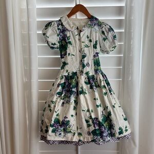 Girls Vintage Floral Dress with Puff Sleeves | Vintage Easter Dress Girls Size 8